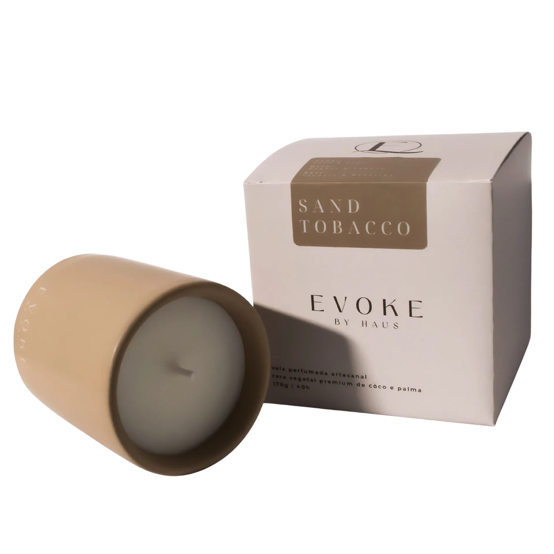 Vela Perfumada Artesanal – EVOKE BY HAUS – Sand Tobacco – Coleção Color Studio | Pêra, Muguet,Tabaco | Cera Vegetal Prem